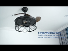 42 इंच फार्महाउस बेडरूम रोशनी और रिमोट कंट्रोल के साथ अदृश्य छत पंखा