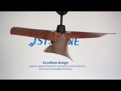लकड़ी का रंग 54 इंच एलईडी सीलिंग फैन 3 प्लास्टिक ब्लेड रिमोट कंट्रोल के साथ