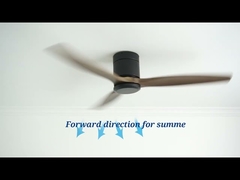 3 प्राकृतिक लकड़ी के ब्लेड लो प्रोफाइल 52 इंच सीलिंग फैन एलईडी लाइट के साथ