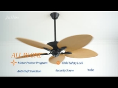 रिमोट कंट्रोल के साथ ट्रॉपिकल स्टाइल सीलिंग फैन 56 इंच डीसी मोटर 5 ब्लेड सीलिंग फैन