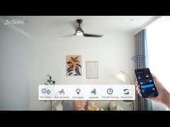 52 इंच काली रिमोट एलईडी छत प्रशंसक ABS ब्लेड Whisper-शान्त मोटर