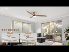 एलईडी प्रकाश के साथ दूरस्थ कम छत ठोस लकड़ी के ब्लेड के साथ 2 IN 1 छत पंखे