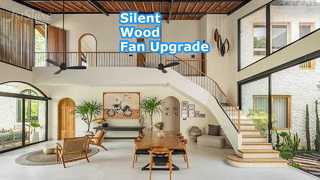 52 इंच ब्लैक वुड सीलिंग फैन साइलेंट डीसी मोटर