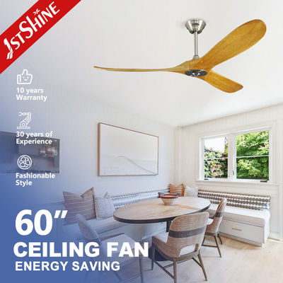 गुणवत्ता  Hotel Decorative Wooden Blade Ceiling Fan With DC Motor Remote Control कारखाना