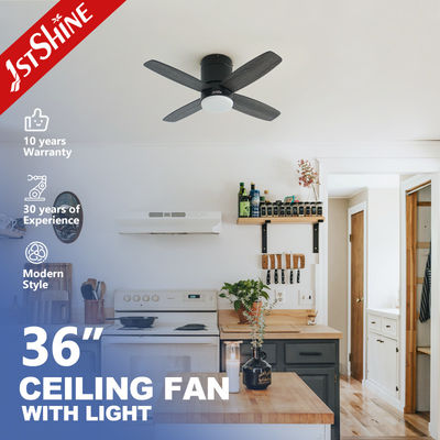 गुणवत्ता  36 Inch Modern Led Invisible Ceiling Fan Mini 4 Plywood Blades Low Profile Dimming Light कारखाना
